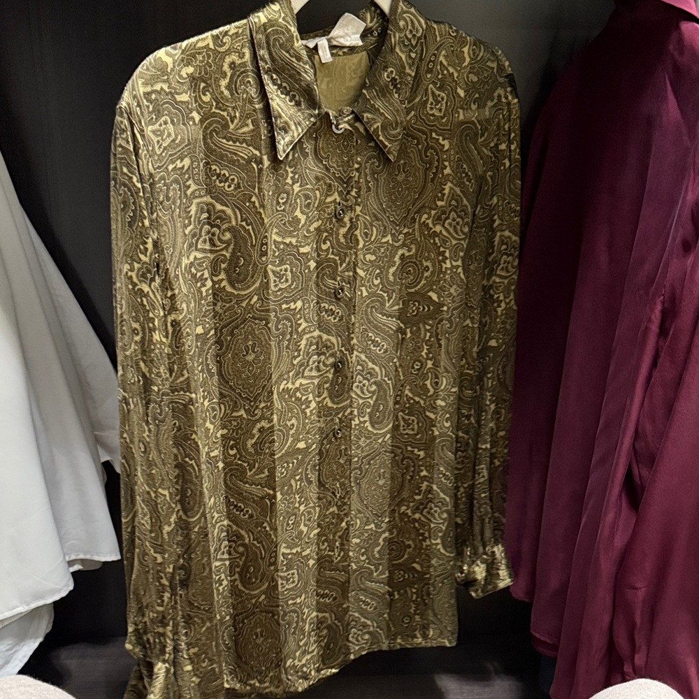 Escada Olive Paisley Blouse
